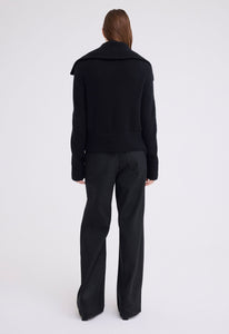 Jac+Jack Knitwear Saddle Cashmere Jacket - Black