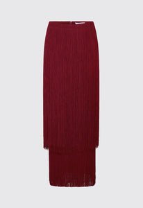 Jac+Jack Skirts Marquee Wool Fringe Skirt - Cheru Red