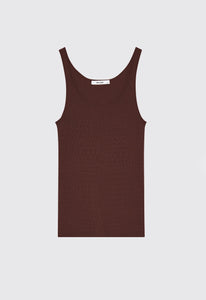 Jac+Jack Tees + Tanks Toba Ribbed Cotton Tank - Dark Bronzer Red