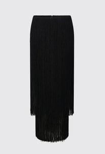 Jac+Jack Skirts Marquee Wool Fringe Skirt - Black