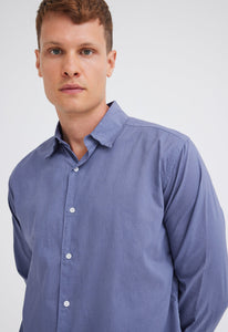 Jac+Jack Shirts + Polos Folded Collar Cotton Shirt - Penn Blue