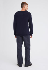 Jac+Jack Knitwear Hozier Cotton Wool Sweater - Navy