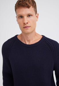 Jac+Jack Knitwear Hozier Cotton Wool Sweater - Navy