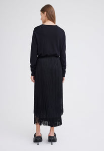 Jac+Jack Skirts Marquee Wool Fringe Skirt - Black