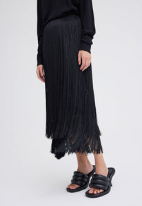 Jac+Jack Skirts Marquee Wool Fringe Skirt - Black