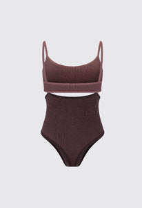 Nagnata Active NAGNATA Splice Bodysuit - Chocolate Brown