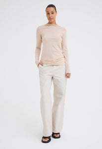 Jac+Jack Knitwear Block Cotton Sweater - Light Crumb Beige