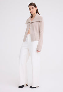 Jac+Jack Knitwear Saddle Cashmere Jacket - Flaxen Beige