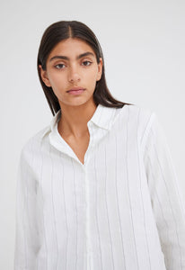 Jac+Jack Shirts Cart Cotton Shirt - White/Navy Stripe