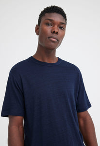 Jac + Jack AU Tees + Tanks Line Linen Tee - Darkest Navy