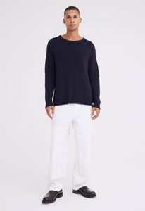 Jac+Jack Knitwear Hozier Cotton Wool Sweater - Navy