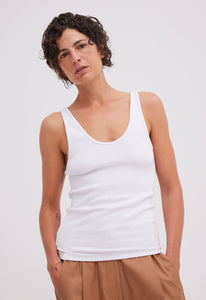 Jac + Jack AU T-Shirts Sonnet Ribbed Cotton Tank - White