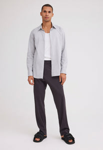 Jac + Jack AU Shirts + Polos Strand Cotton Silk Shirt - Nimbus Stripe