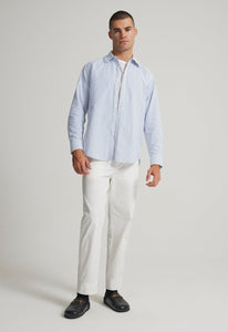 Jac + Jack AU Shirts Stanton Cotton Shirt - Blue/ White Stripe